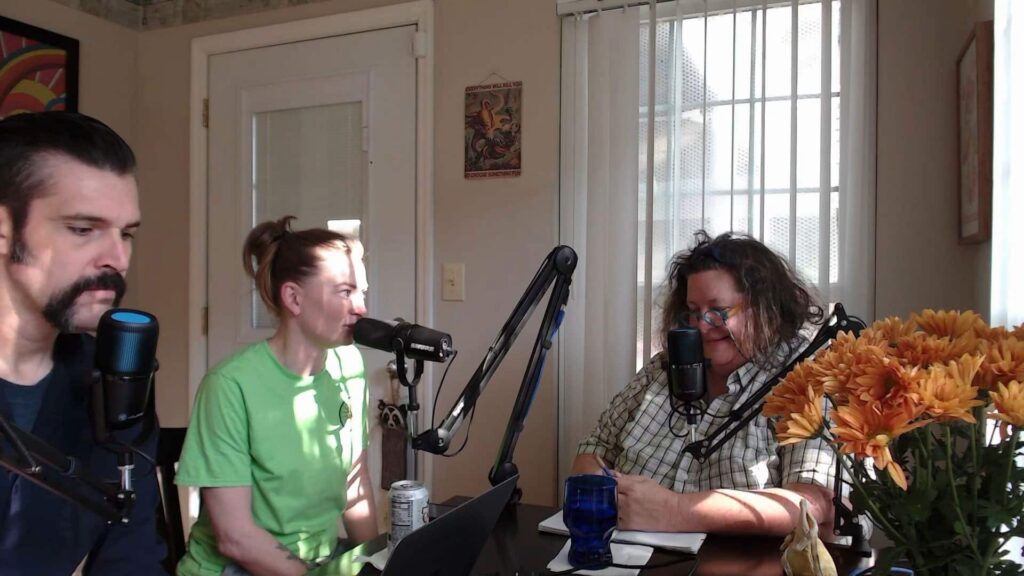 (From left to right) Rob Clark, Cathy Reisenwitz, and Joy Johnson recording an episode of the Housing for Huntsvillians podcast.