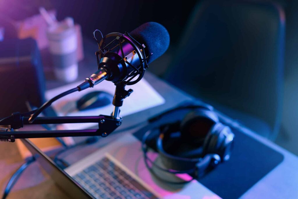 A home podcast recording setup